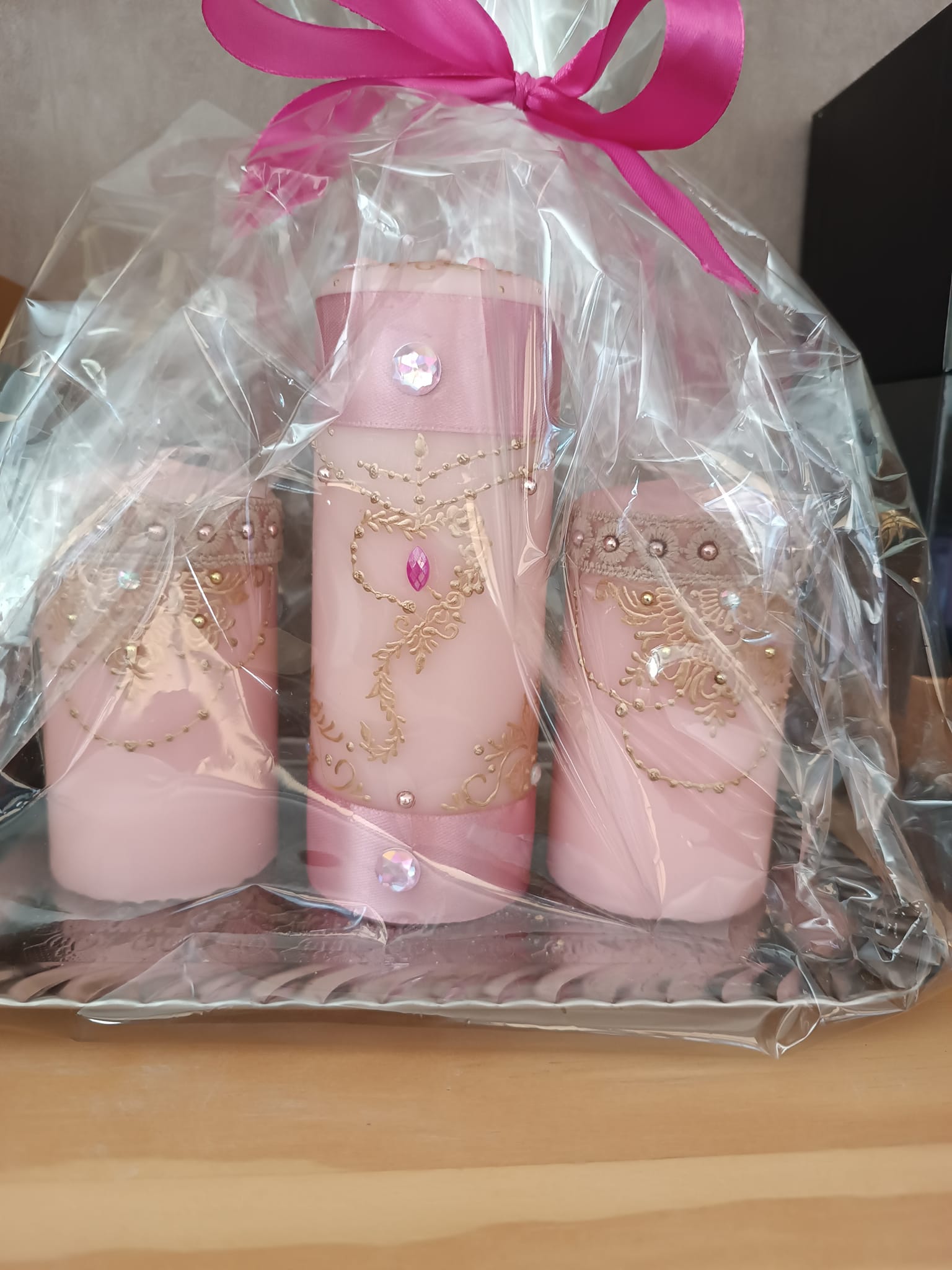 Bougies personnalisées - ensemble rose