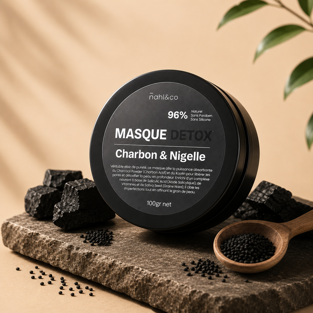 Masque visage charbon nigelle