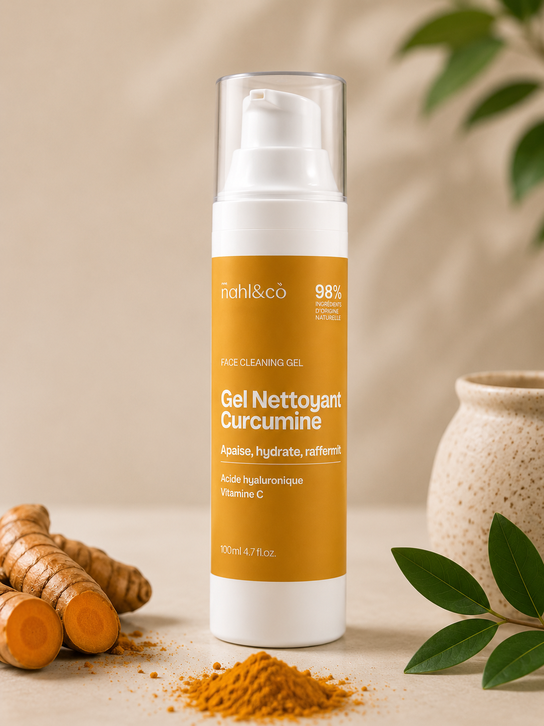 Gel nettoyant visage à la Curcumine / Rose