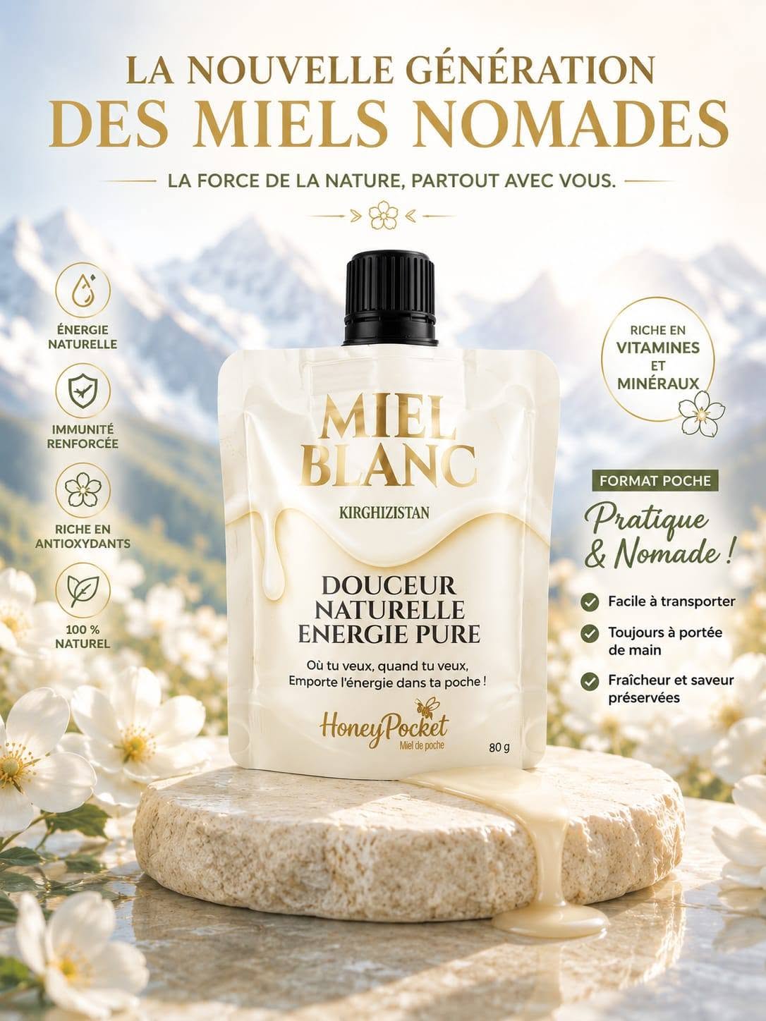 Honey pocket : Miel blanc du Kirghizistan