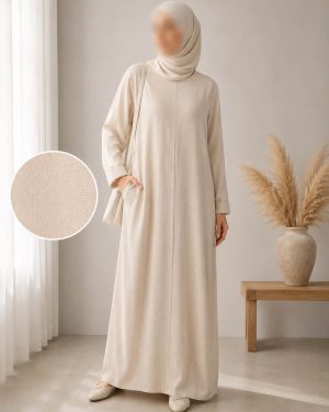 Abaya effet lin beige