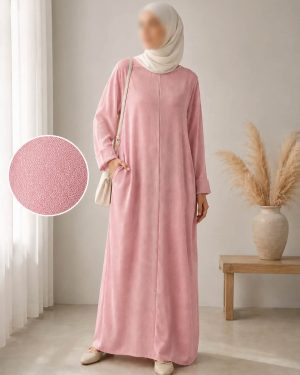 Abaya effet lin rose